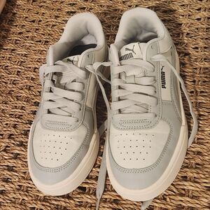 Puma Kids Caven White and Gray Sneakers